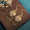 2022 Ethnic Court-Style Enamel & Imitation Hetian Jade Tassel Earrings