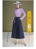 Autumn Silk Scarf Bow A-Line Pleated Skirt for Women