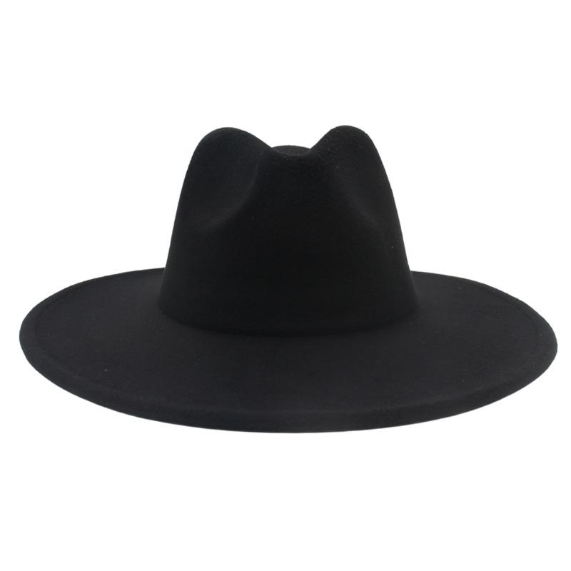 Big Brim Solid Color Cashmere Felt Hat Jazz Hat French Top Hat