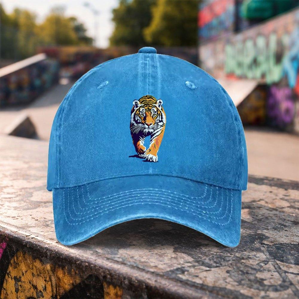 pc Casual Fashion Tiger Print Washed Baseball Cap Premium Versatile Outdoor Accessory Unisex Duckbill Hat Suitable for Outdoo