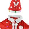 Christmas Cloak Red Velvet Cape with Plush Balls Lace Up Dress W/ Hat Santa Shawl for