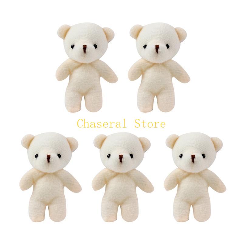 E7Ce 5Pcs Christmas Tiny Bear Plush Toy Backpack Pendant Mini Bear Keyring Handbag Decoration Accessories Kids Birthday Gift