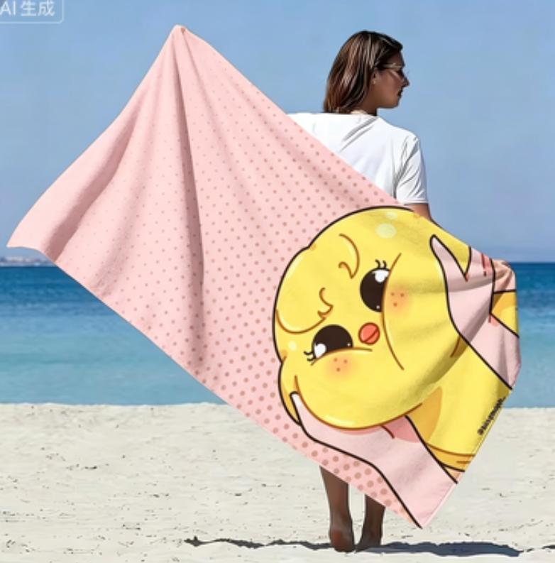 Soft and Cute Cartoon Yellow Duck Extra Large Soft Beach Towel Cute and Fun Printed Pattern Microfiber Bath Towel Beach Towel