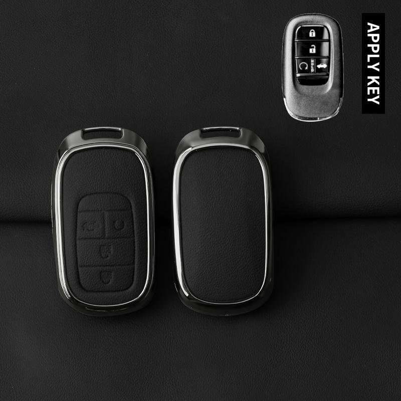 Zinc Alloy Leather Car Key Case For Honda 2022 2023 2024 Accord Civic HR-V CR-V Pilot Sport SI EX EX-L Keychain Accessories