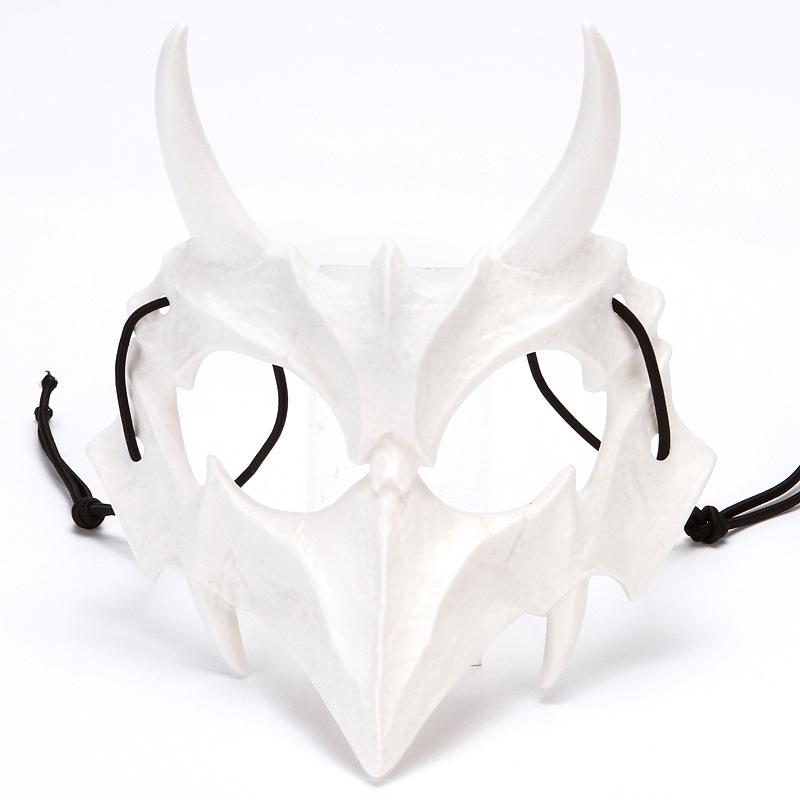 Parti Kurukafa Maskesi Uzun Dişli Şeytan İskelet Yarım Yüz Maskesi Kurt Ejderha Kaplan Houjuu Nue Maskesi Cosplay Cadılar Bayramı Kostüm Aksesuarları