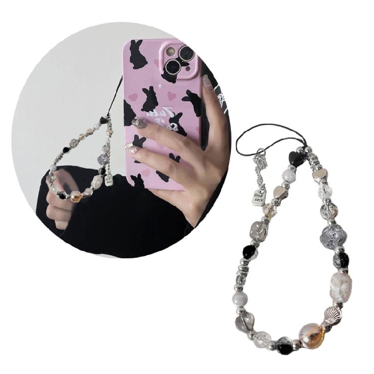 Elegant Flower Bead Pendant Accessory Y2K Heart Phone Charm Strap Hangings Charm