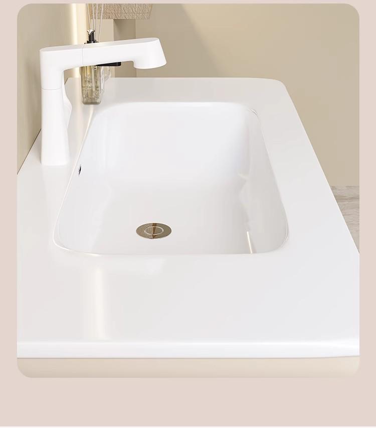 Rounded Corner Bathroom Vanity with Integrated Basin and Aluminum Cabinet