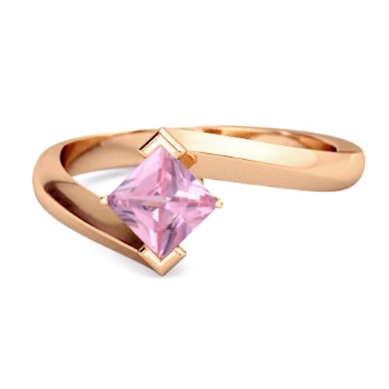 

Pink Topaz Sleek Tension-Style Ring - Sterling Silver Rose Gold Vermeil 8