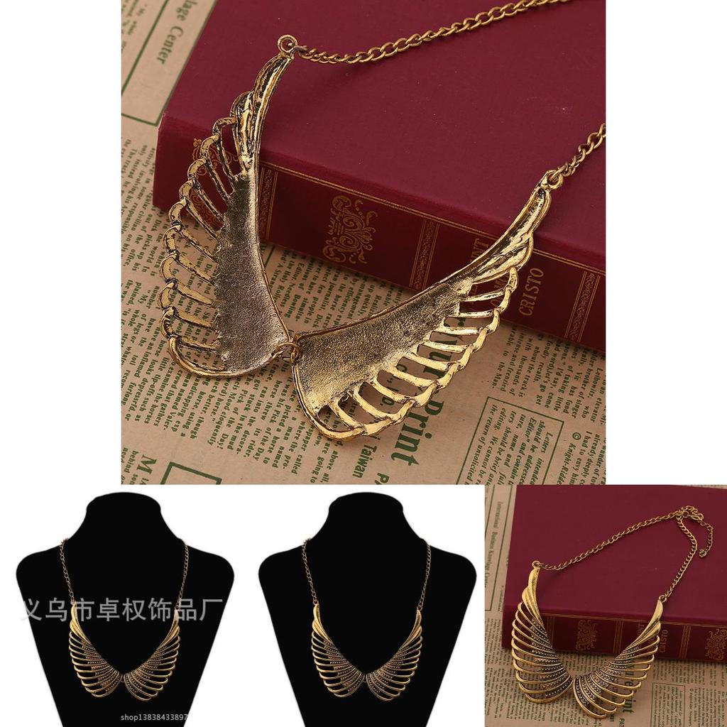 Angel Retro Fashionable Wing Pendant Women Metal Necklace For Travel Gift And