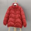Winter down jacket women's new short loose temperament white duck down stand-up collar bread jacket