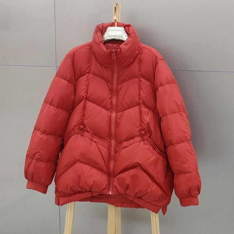 Winter down jacket women's new short loose temperament white duck down stand-up collar bread jacket