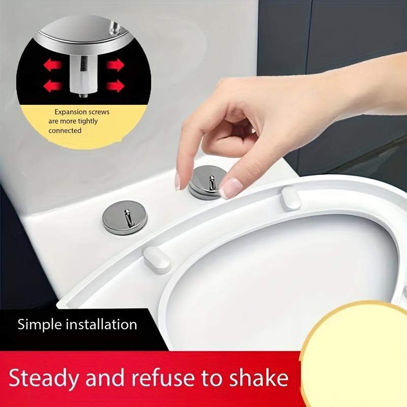 2 Sets Easy to Install Durable Toilet Seat Hinge Bolts and Caps Set, Universal Top Mount Plastic Stabilizers for Secure Installation