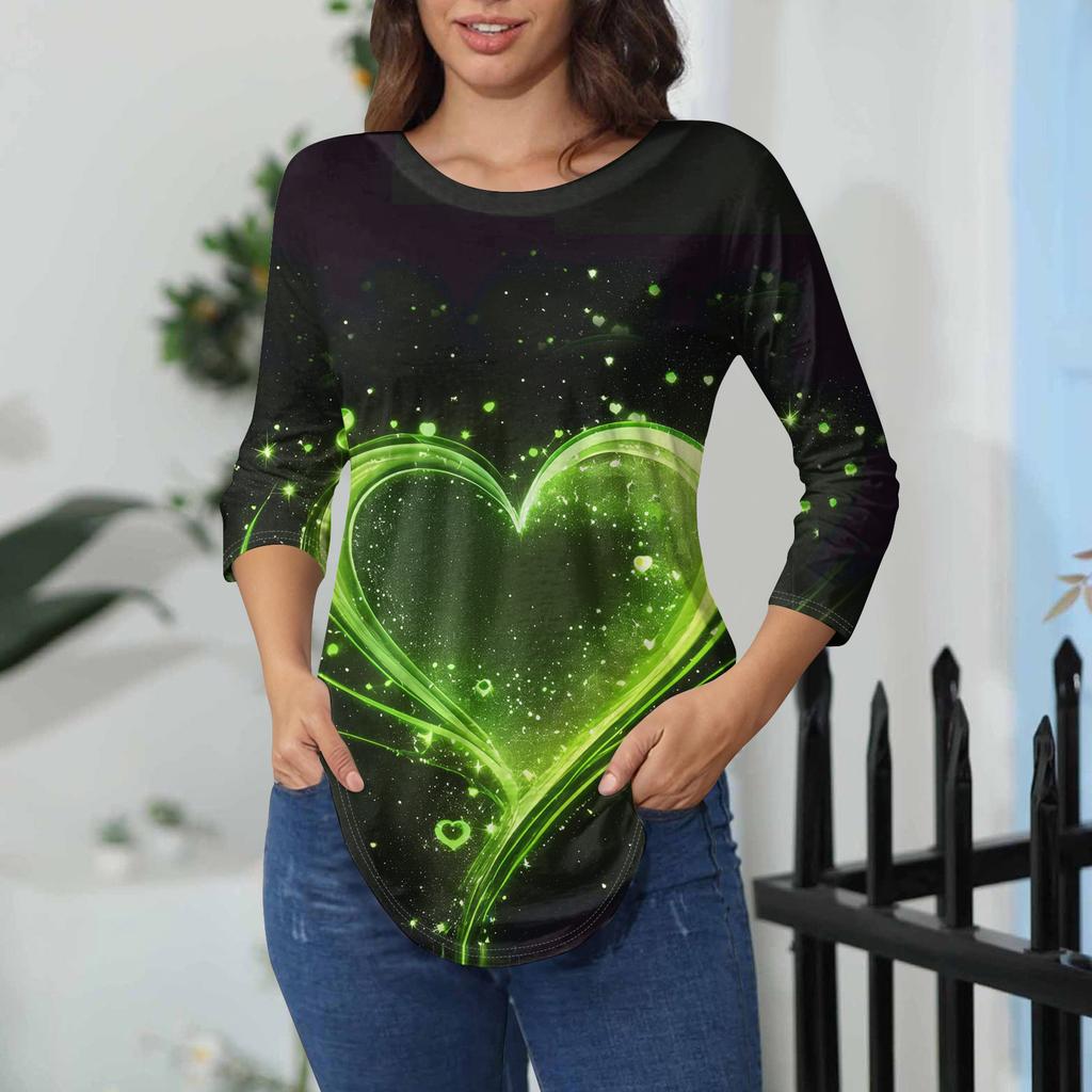 Damen-T-Shirts, 3/4-Ärmel, einfarbig, Pullover, Sommer, Frühling, Tops, Blusen