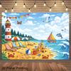 2D Summer Beach Scene with Crab & Dolphin Photoshoot Background