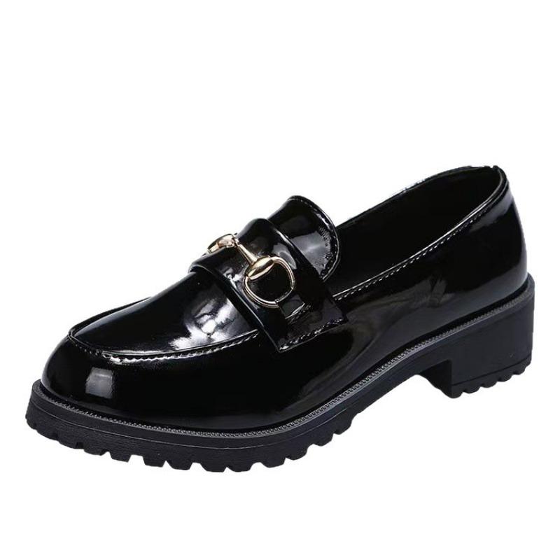 Women's new small leather shoes in spring and autumn, women's muffin soles, lazy people pedal single shoes with one foot