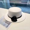 Rose flower strap flat top woolen top hat female autumn and winter warm sweet cute fashion versatile performance flat top hat