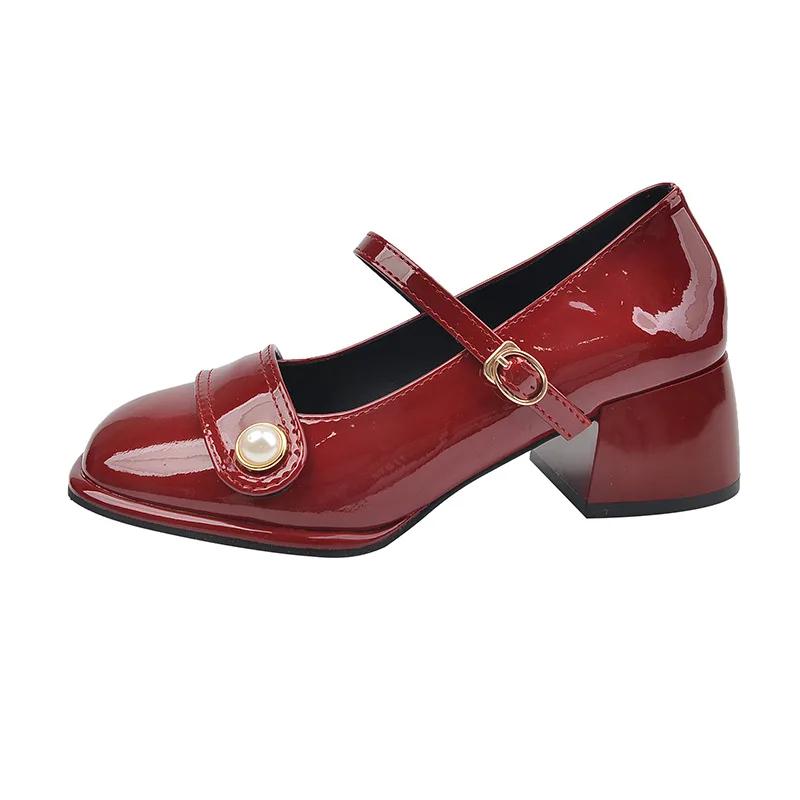 Fashion Fashion Platform Pumps for Women 2025 Spring New Strap Thick Heels Mary Jane Shoes Woman Round Toe High Heel Party Single Shoe