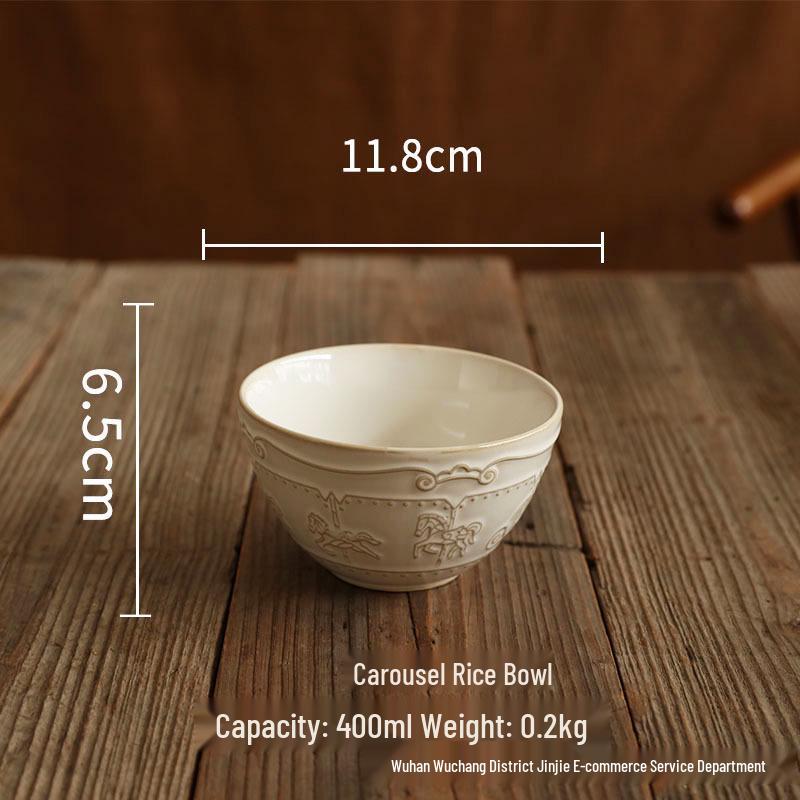 Retro Chinese High-Temperature Resistant Ceramic Bowl – Versatile for Rice, Noodles, Desserts, Soups