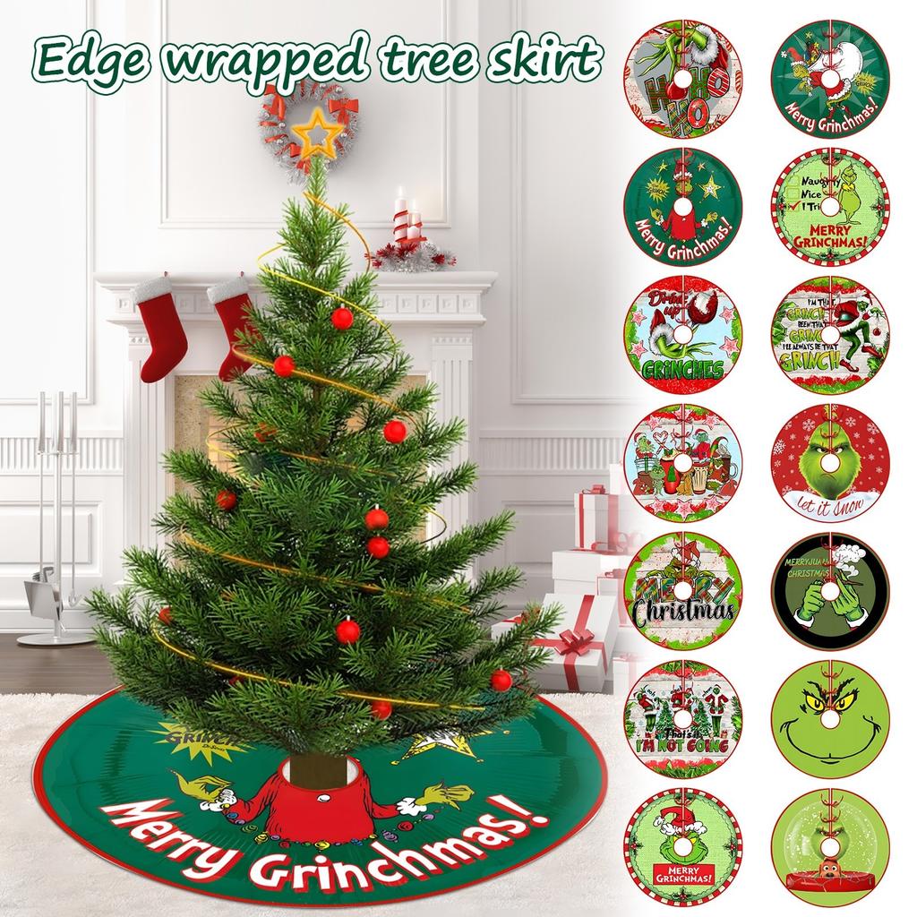 Christmas Tree Skirt Creative Exquisite Printing Santa Clauss Tree Bottom Decoration Christmas Supplies Ornaments