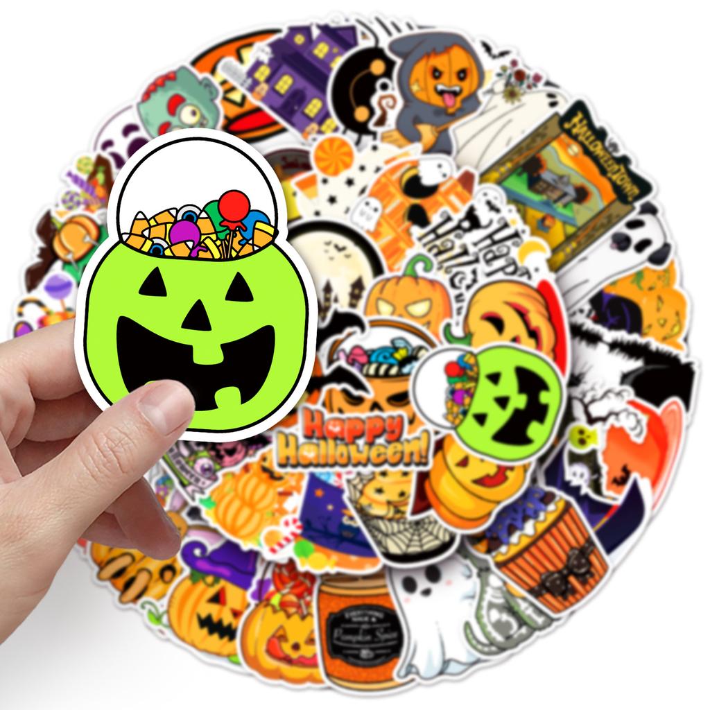 50 Halloween Doodle Cartoon Stickers Decorative Phone Case Suitcase Stickers Waterproof