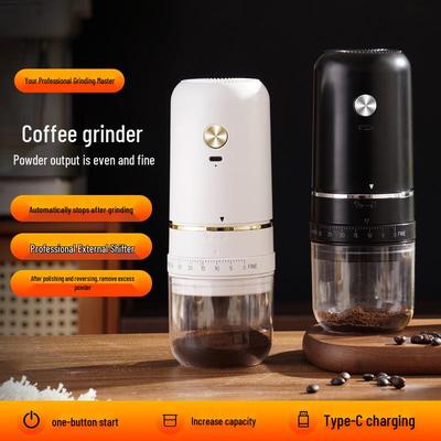 Electric Coffee Bean Grinder with Adjustable Coarseness - Compact Italian Style for Hand Pour and Fine Grinding.