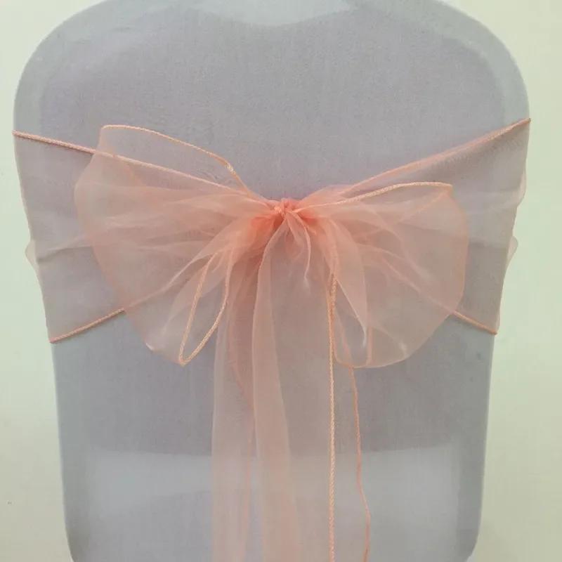 50pcs/100pcs Wedding Chair Sash Ties Crystal Organza Chair Bow Sash Knots For Party Event Banquet Decoration