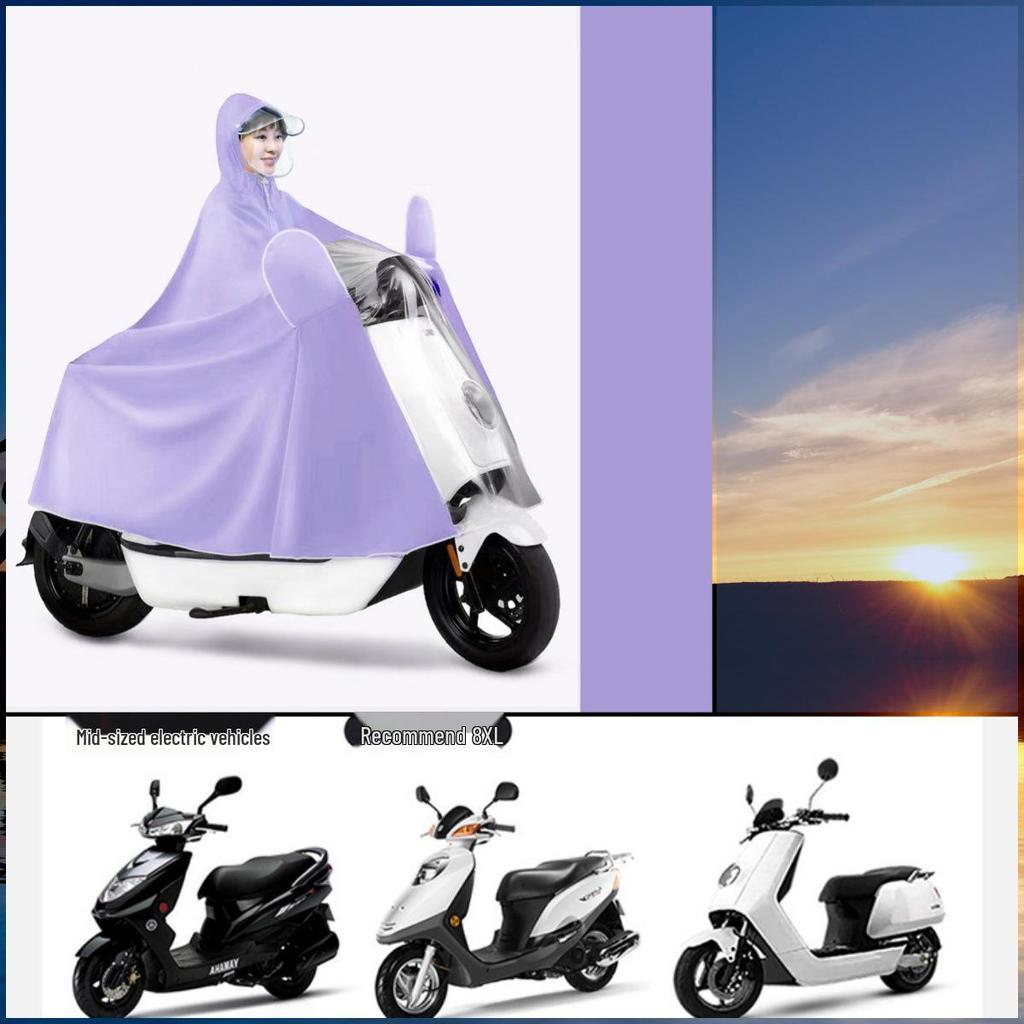 Thickened Electric Vehicle Poncho with Clear Dashboard, Double Brim, and Extended Length for Rainstorm Protection – Helmet-Compatible