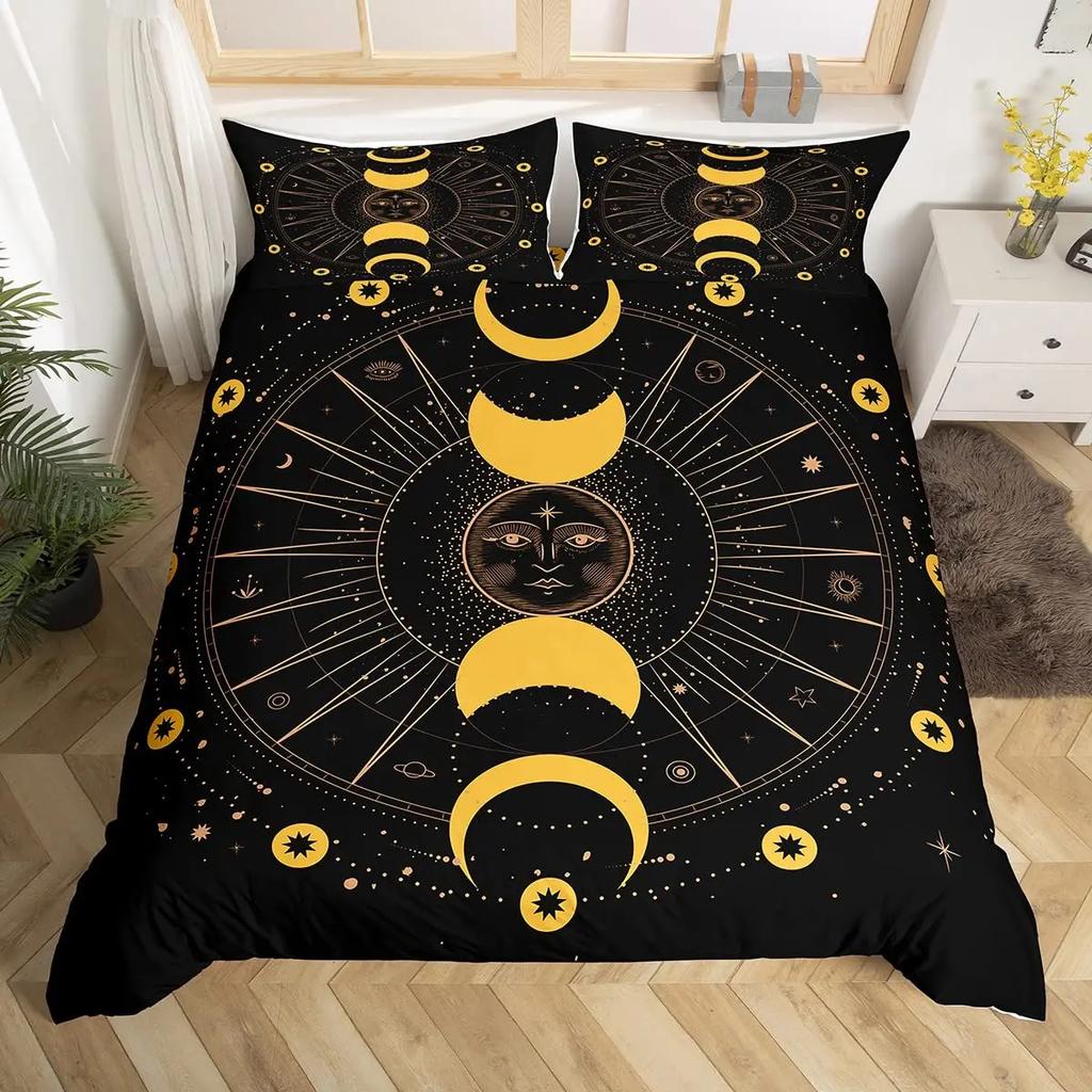 Sun And Moon Duvet Cover Set King Size Purple Liac Dream Catcher Star Bedding Set For Kids Children 2/3pcs Bohemia Quilt Cover