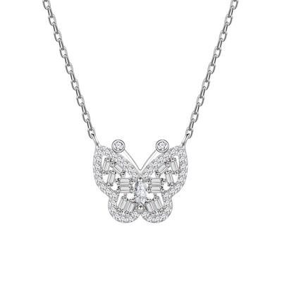 Autumn New Butterfly Inlaid S925 Sterling Silver Necklace for Women