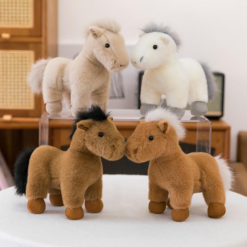 Cute Horse Simulation Cartoon Animal Toy With Short Plush For Kids Room Decor