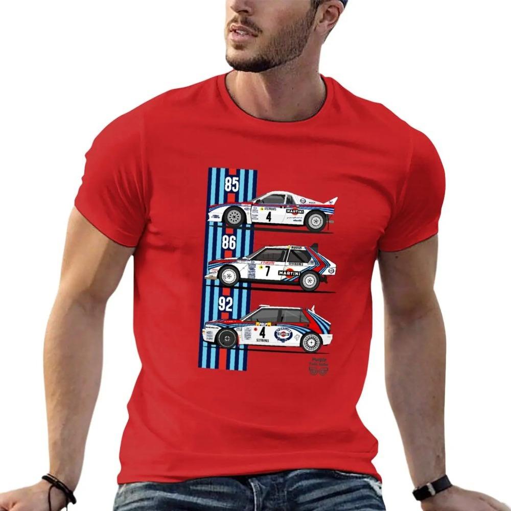 Oversized Black Short-Sleeve T-Shirt Featuring Lancia Martini Rally WRC Legendary Cars Graphic Print for Rally Enthusiasts & Classic Car Lovers