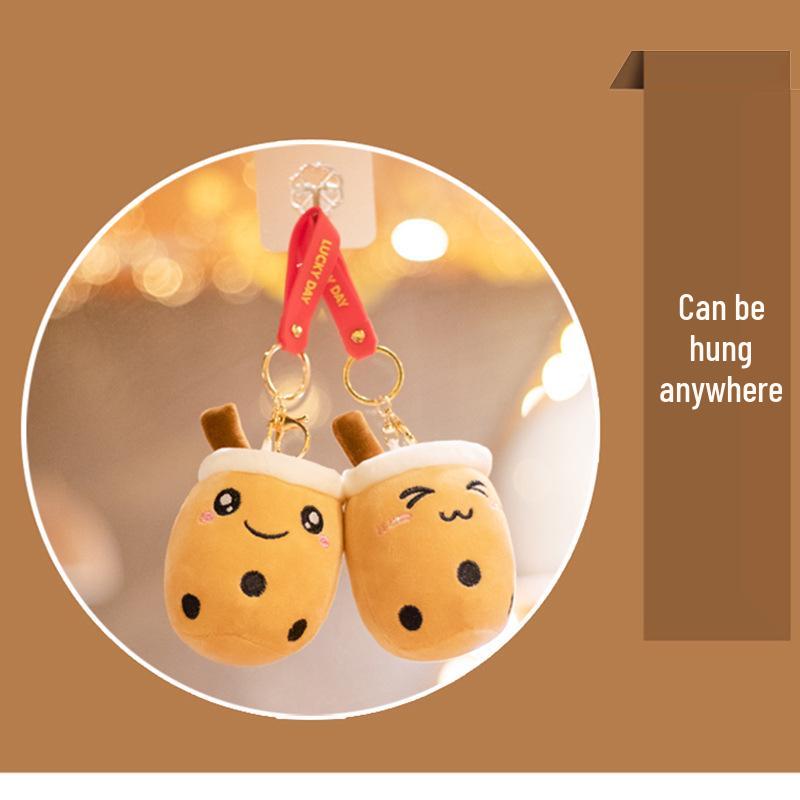 Adorable Milk Tea Cup Plush Keychain Charm for Bags and Home Decor