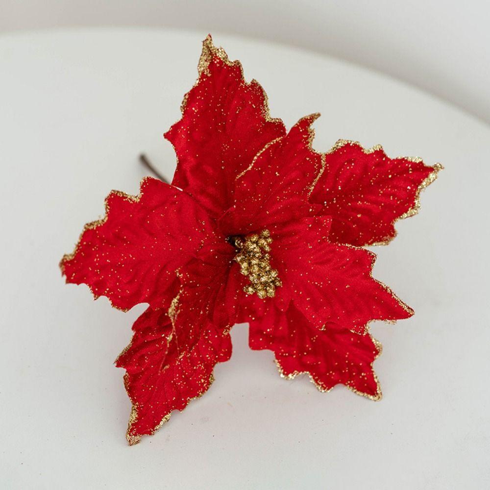 Fake Simulated Christmas Flower DIY Xmas Tree Ornaments Artificial Christmas Flowers  Christmas