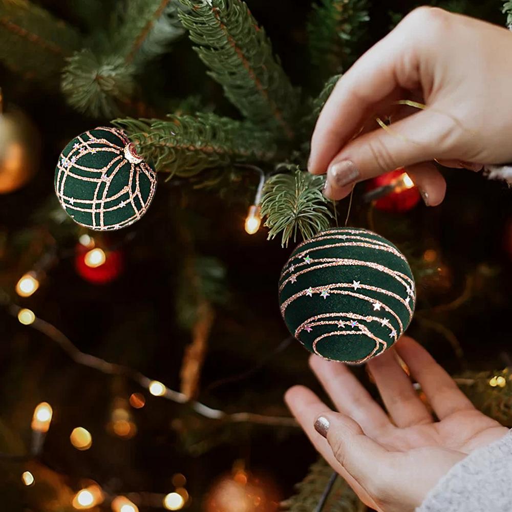 Glitter Christmas Balls 12pcs Decorative Shatterproof Ball For Christmas Tree Retro Christmas Tree Ball With Glitter For Holiday