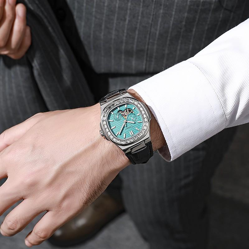 Durenwei Мужские светящиеся автоматические водонепроницаемые часы Nautilus с прозрачным скелетонизированным дизайном