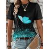 Fashion Butterfly Patten Women T-Shirts Summer Short Sleeve 3D Printed Street Tie-dye Ladids T Shirt Casual Tops