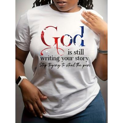 God Is Still Writing Your Story Womens Tee  Faith Graphic Casual Yellow Top Women Clothes Graphic T Shirts Vintage Clothes