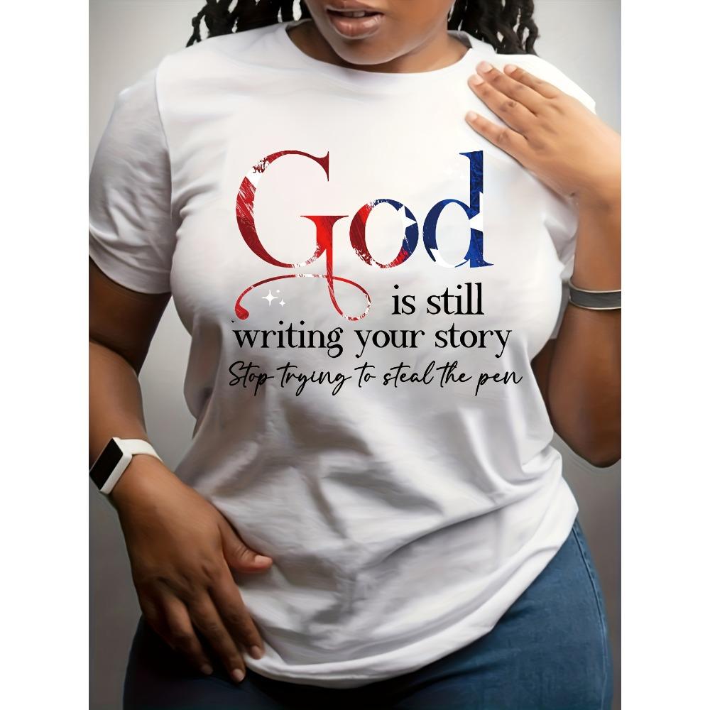

God Is Still Writing Your Story Womens Tee Faith Graphic Casual Yellow Top Women Clothes Graphic T Shirts Vintage Clothes S