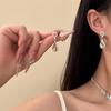 Exquisite Diamond Inlaid Water Drop Flower Stud Earrings & Necklace Set - Court Style, Light Luxury Jewelry for a Sophisticated Look