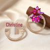 Luxury Red Rhinestone Palace Gemstone Dangle Earrings for Autumn/Winter