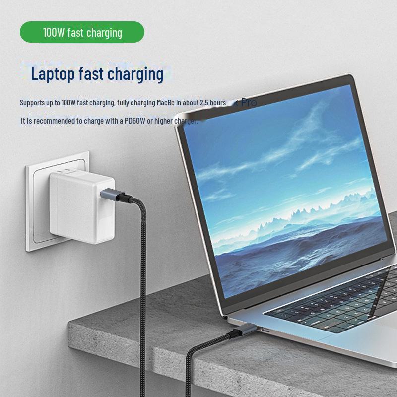 USB4 240W fast charging cable for high-speed data transfer and 8K screen projection with lightning connector compatibility.