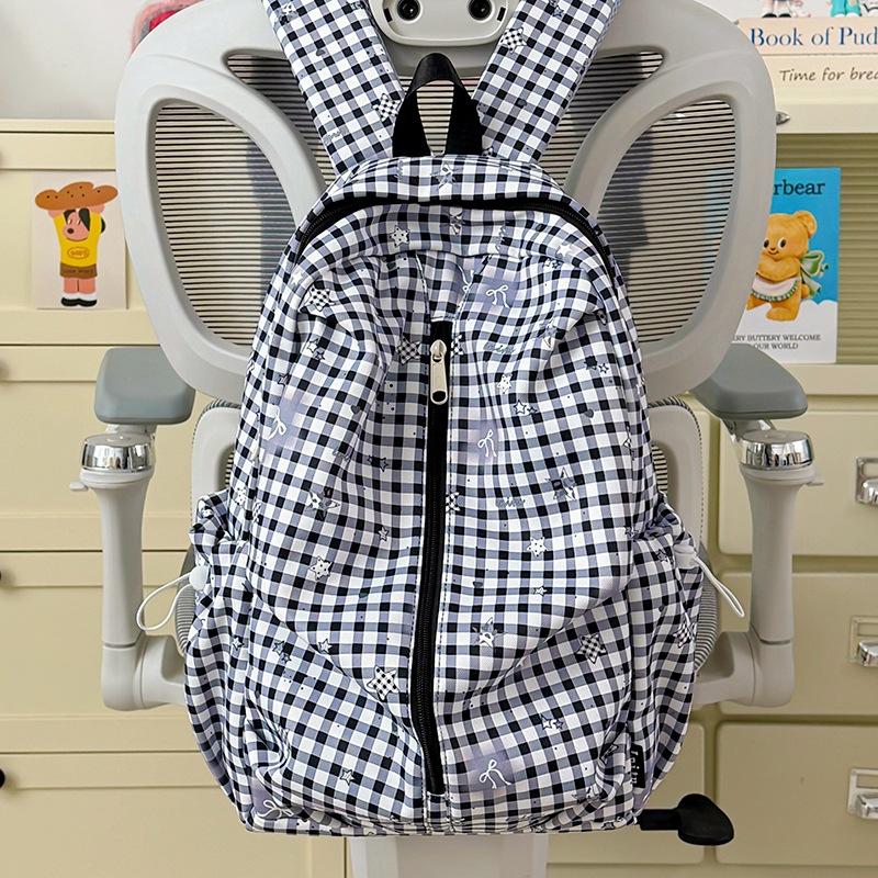 Schoolbag High Value Plaid Schoolbag Female Junior High School Student High School Student Light Casual Backpack Korean Primary School Student