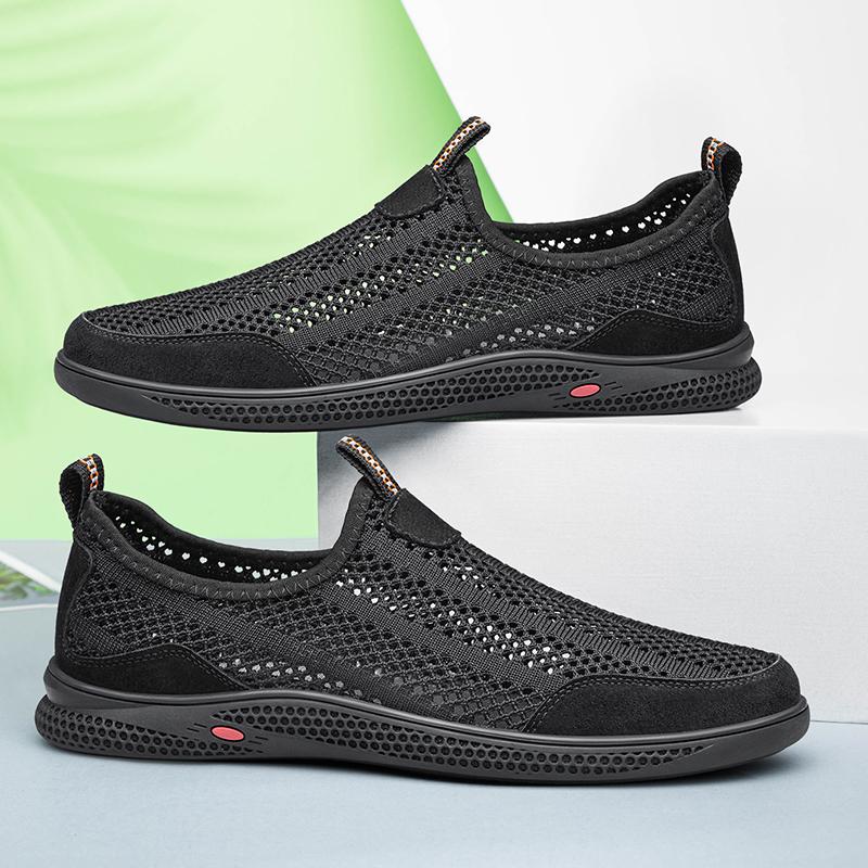 Fashion New Breathable Mesh Shoes Slip On Mens Sports Sandals Light Soft Soled Casual Shoes Leisure Walk Summer Flats Outdoor Loafers
