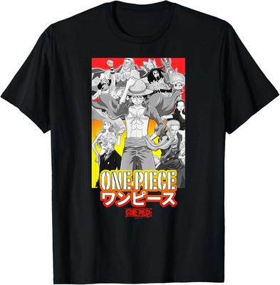 Anime Character Collage with Stencil Logo T-Shirt