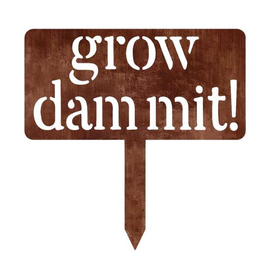 Grow Funny Metal Sign Vintage Decorative Plaque Stake Sign Herbs Fruits Flowers Vegetables Garden