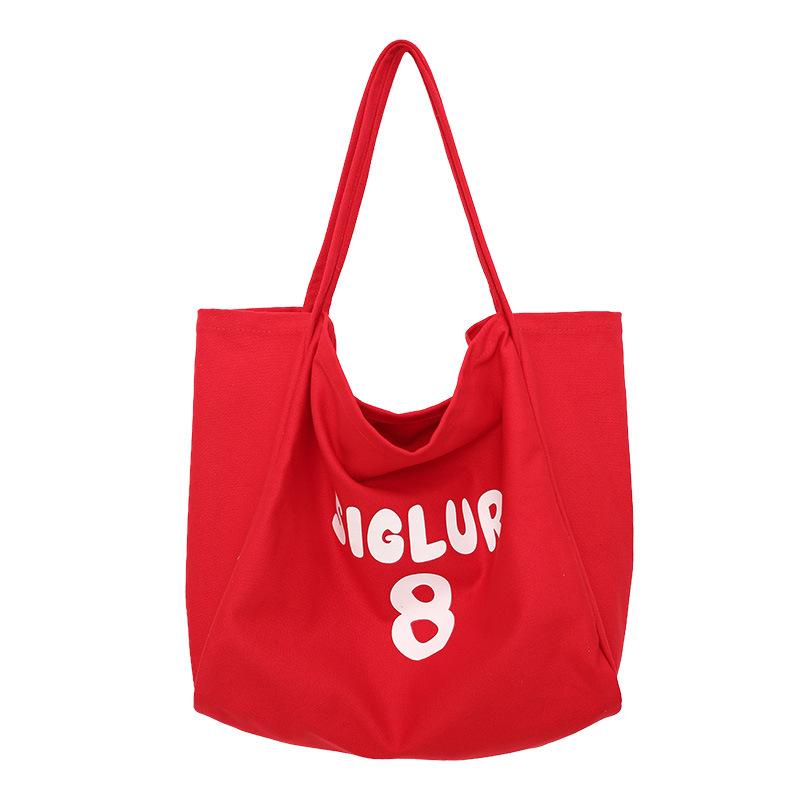 Spring and summer new printed canvas bag women's niche design large-capacity shoulder bag lazy atmosphere tote bag