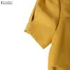 ZANZEA Women Casual Square Collar Summer Short Sleeve Sheath Dress