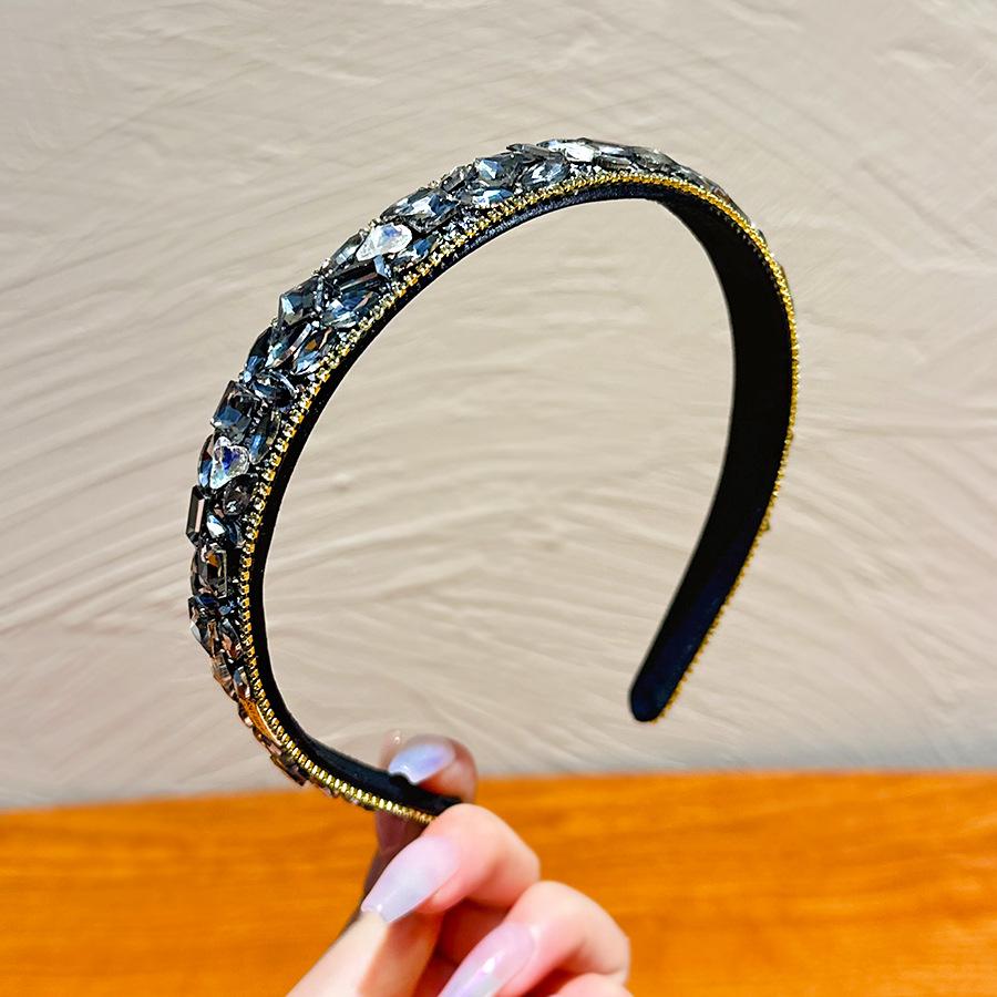 

Ретро Роскошная Повязка на Голову со Стразами - Блестящий Стильный Женский Аксессуар серый