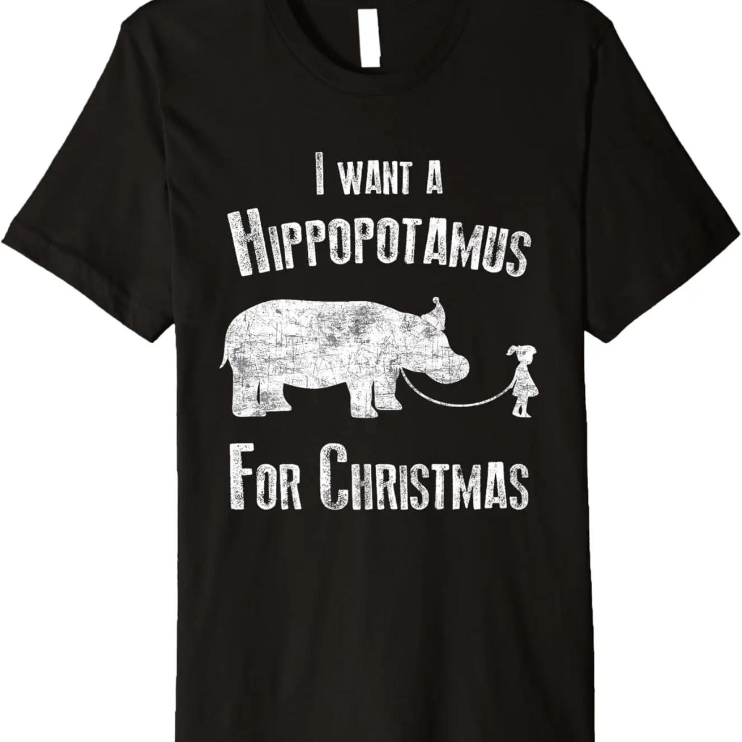 I Want A Hippopotamus For Christmas Hippo Xmas Season Pajama Premium T-Shirt S