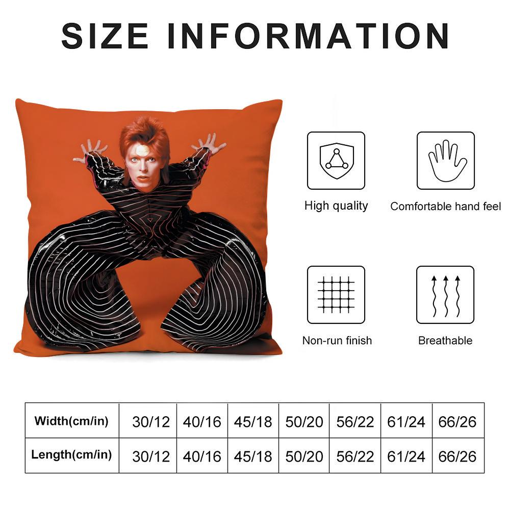 D-David Bowiee Singer Cushion Cover Pillowcase Ultra Soft Skin Friendly Fabric Cloud Like Comfort & Concealed Zipper